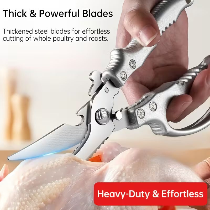 Bone-Breaking Multi-Purpose Kitchen Shears, Effortless Poultry Shears with NON-SLIP HANDLE