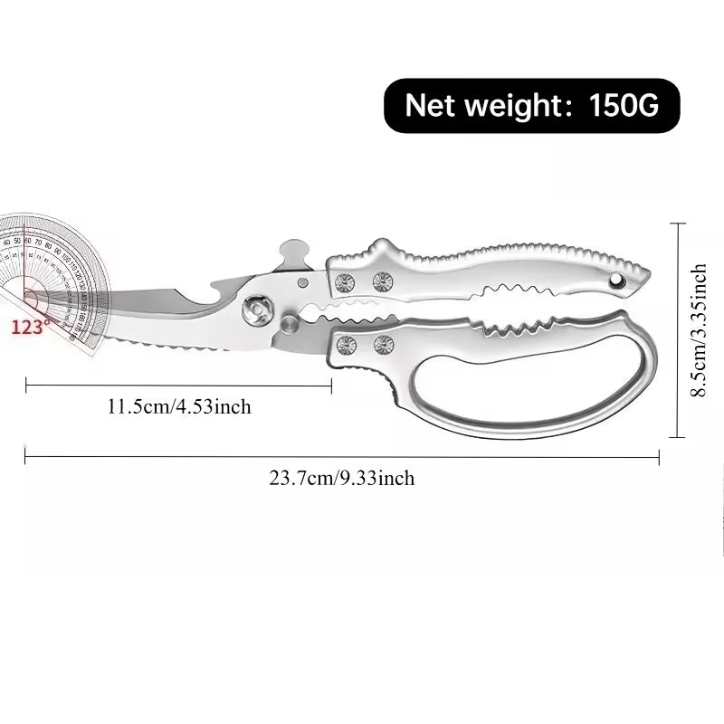 Bone-Breaking Multi-Purpose Kitchen Shears, Effortless Poultry Shears with NON-SLIP HANDLE